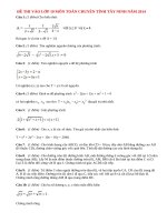 Đề thi và đáp án vào lớp 10 môn Toán chuyên tỉnh Tây Ninh năm 2014