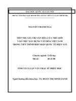 TIẾP THU GIÁ TRỊ văn hóa của THẾ GIỚI  