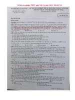 Đáp án đề thi tốt nghiệp môn Lý năm 2014 mã đề 726