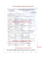 Đáp án đề thi tốt nghiệp môn hóa năm 2014 mã đề 835