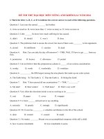 Đề thi thử đại học môn Tiếng Anh khối D,A1 có đáp án năm 2014 (P14)