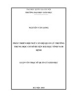 Luận văn thạc sĩ PHÁT TRIỂN đội NGŨ cán bộ QUẢN lý TRƯỜNG TRUNG học cơ sở HUYỆN hải hậu TỈNH NAM ĐỊNH 