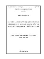 ĐẶC ĐIỂM LÂM SÀNG VÀ HIỆU QUẢ ĐIỀU TRỊ DỊVẬT THỰC QUẢN BẰNG NỘI SOI ỐNG MỀM TẠI BỆNH VIỆN TAI MŨI HỌNG TW TỪ 4/2007 – 2/2010