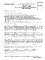 Đề thi thử THPT quốc gia năm 2016 môn vật lí lần 1   THPT ba đình (mã đề 111) 
