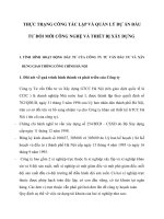 THỰC TRẠNG CÔNG tác lập và QUẢN lý dự án đầu tư đổi mới CÔNG NGHỆ và THIẾT bị xây DỰNG 