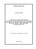Vận dụng tư tưởng hồ chí minh về giáo dục thế hệ trẻ trong việc giáo dục học sinh ở các trường trung học phổ thông huyện bá thước, tỉnh thanh hóa giai đoạn hiện nay 