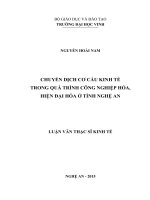 Chuyển dịch cơ cấu kinh tế trong quá trình công nghiệp hóa, hiện đại hóa, hiện đại hóa ở tỉnh nghệ an 