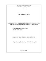hương hướng và giải pháp nhằm nâng cao hiệu quả giáo dục giá trị đạo đức truyền thống cho phụ nữ tỉnh Long An trong thời kỳ hội nhập