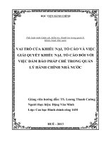 Phân tích vai trò của khiếu nại, tố cáo và việc giải quyết khiếu nại, tố cáo đối với việc đảm bảo pháp chế trong quản lý hành chính nhà nước 