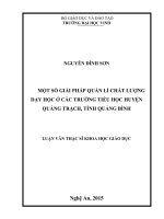 Một số giải pháp quản lí chất lượng dạy học ở các trường tiểu học huyện quảng trạch, tỉnh quảng bình 