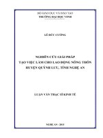 Nghiên cứu giải pháp tạo việc làm cho lao động nông thôn huyện quỳnh lưu, tỉnh nghệ an 