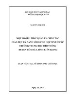Một số giải pháp quản lý công tác giáo dục kỹ năng sống cho học sinh ở các trường trung học phổ thông huyện hòn đất, tỉnh kiên giang 