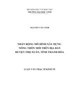 Nhân rộng mô hình xây dựng nông thôn mới trên địa bàn huyện thọ xuân, tỉnh thanh hóa 