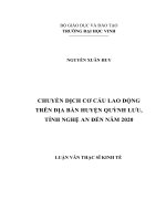 Chuyển dịch cơ cấu lao động trên địa bàn huyện quỳnh lưu, tỉnh nghệ an đến năm 2020 