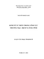 Kinh tế tư nhân trong lĩnh vực thương mai  dịch vụ ở hà tĩnh 