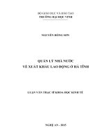 Quản lý nhà nước về xuất khẩu lao động ở hà tĩnh 