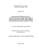 Một số giải pháp quản lý chất lượng dạy học môn địa lí ở trường trung học phổ thông thành phố hà tĩnh, tỉnh hà tĩnh 