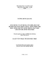 Xây dựng và sử dụng câu hỏi, bài tập để rèn kĩ năng phân tích   tổng hợp cho học sinh chuyên sinh trong dạy học chuyên để sinh thái học 