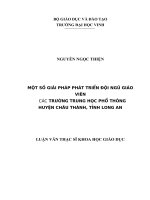 Một số giải pháp phát triển đội ngũ giáo viên các trường trung học phổ thông huyện châu thành, tỉnh long an 