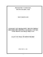 Giáo dục giá trị đạo đức truyền thống cho sinh viên trường cao đẳng y tế trà vinh trong giai đoạn hiện nay 