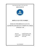 Khóa luận tốt nghiệp đánh giá tình hình sản xuất lúa tại phường khánh xuân, thành phố buôn ma thuột, tỉnh đắl lắk