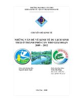 NHỮNG VẤN ĐỀ VỀ KINH TẾ DU LỊCH SINHTHÁI Ở THÀNH PHỐ CẦN THƠ GIAI ĐOẠN 2009 – 2012