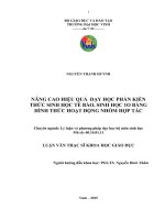 Nâng cao hiệu quả dạy học phần kiến thức sinh học tế bào, sinh học 10 bằng hình thức hoạt động nhóm hợp tác 