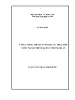 Tăng cường thu hút vốn đầu tư trực tiếp nước ngoài trên địa bàn tỉnh nghệ an 