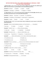 Đề thi thử đại học lần 2 môn Tiếng Anh khối D,A1 năm 2014 THPT Nguyễn Trãi