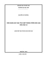 Vận dụng dạy học tích hợp trong phần kim loại hóa học 12 