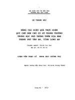 Nâng cao hiệu quả thực hiện quy chế dân chủ cơ sở trong trường trung học phổ thông trên địa bàn thành phố tân an, tỉnh long an 