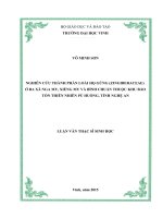 Nghiên cứu thành phần loài họ gừng (zingiberaceae) ở ba xã nga my, xiềng my và bình chuẩn thuộc khu bảo tồn thiên nhiên pù huống, tỉnh nghệ an 