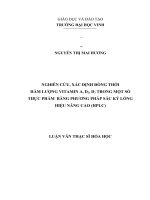 Nghiên cứu, xác định đồng thời hàm lượng vitamin a, d2, d3 trong một số thực phẩm bằng phương pháp sắc ký lỏng hiệu năng cao (HPLC) 
