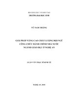 Giải pháp nâng cao chất lượng đội ngũ công chức hành chính nhà nước ngành giáo dục ở nghệ an 