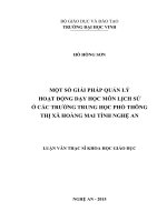 Một số giải pháp quản lý hoạt động dạy học môn lịch sử ở các trường trung học phổ thông thị xã hoàng mai, tỉnh nghệ an 