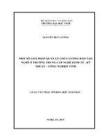 Một số giải pháp quản lý chất lượng đào tạo nghề ở trường trung cấp nghề kinh tế   kỹ thuật   công nghiệp vinh 