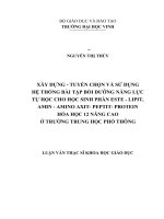 Xây dựng   tuyển chọn và sử dụng hệ thống bài tập bồi dưỡng năng lực tự học phần este   lipit, amin   amino axit   peptit   protein hóa học 12 nâng cao ở trường trung học phổ thông 