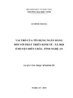 Vai trò của tín dụng ngân hàng đối với phát triển kinh tế   xã hội ở huyện diễn châu, tỉnh nghệ an 