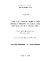 Giải pháp quản lí hoạt động dạy học môn toán ở trường trung học cơ sở thành phố hà tĩnh   tỉnh hà tĩnh 