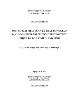 Một số giải pháp quản lý hoạt động giáo dục ngoài giờ lên lớp ở các trường THPT thị xã ba đồn, tỉnh quảng bình 