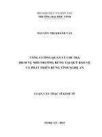 Tăng cường quản lý chi trả dịch vụ môi trường rừng tại quỹ bảo vệ và phát triển rừng tỉnh nghệ an 