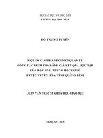 Một số giải pháp đổi mới quản lý công tác kiểm tra đánh giá kết quả học tập của học sinh trung học cơ sở huyện tuyên hóa, tỉnh quảng bình 