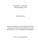 Thanh toán quốc tế tại chi nhánh ngân hàng thương mại cổ phần ngoại thương trung đô nhằm thúc đẩy xuất nhập khẩu ở tỉnh nghệ an 