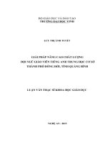 Giải pháp nâng cao chất lượng đội ngũ giáo viên tiếng anh trung học cơ sở thành phố đồng hới, tỉnh quảng bình 