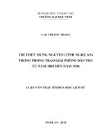 Trí thức hưng nguyên (tỉnh nghệ an) trong phong trào giải phóng dân tộc từ năm 1885 đến năm 1930 