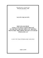 Một số giải pháp nâng cao chất lượng đội ngũ tổ trưởng chuyên môn các trường trung học phổ thông huyện cần giuộc tỉnh long an 