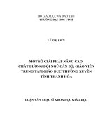 Một số giải pháp nâng cao chất lượng đội ngũ cán bộ, giáo viên trung tâm giáo dục thường xuyên tỉnh thanh hóa 