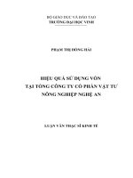 Hiệu quả sử dụng vốn tại tổng công ty cổ phần vật tư nông nghiệp nghệ an 