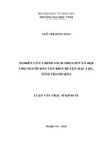 Nghiên cứu chính sách trợ giúp xã hội cho người dân ven biển huyện hậu lộc, tỉnh thanh hóa 