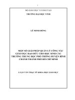 Một số giải pháp quản lý công tác giáo dục đạo đức cho học sinh các trường trung học phổ thông huyện bình chánh thành phố hồ chí minh 